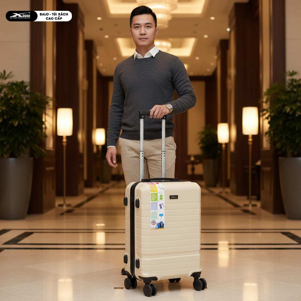 Vali Kéo Du Lịch Cao Cấp Xbags White Titan Pro XB6105 - Khóa TSA Cổng Sạc USB Sang Trọng Tiện Lợi!