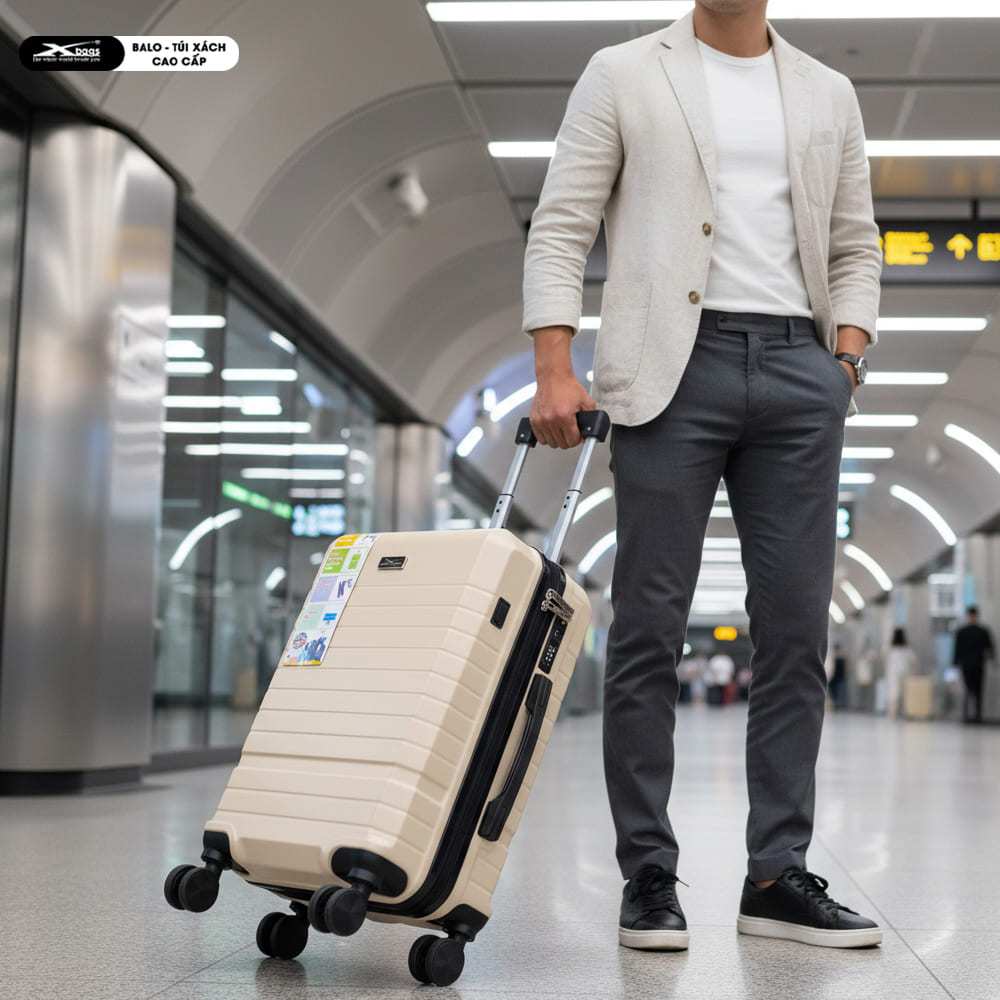 Vali Kéo Du Lịch Cao Cấp Xbags White Titan Pro XB6105 - Khóa TSA Cổng Sạc USB Sang Trọng Tiện Lợi!