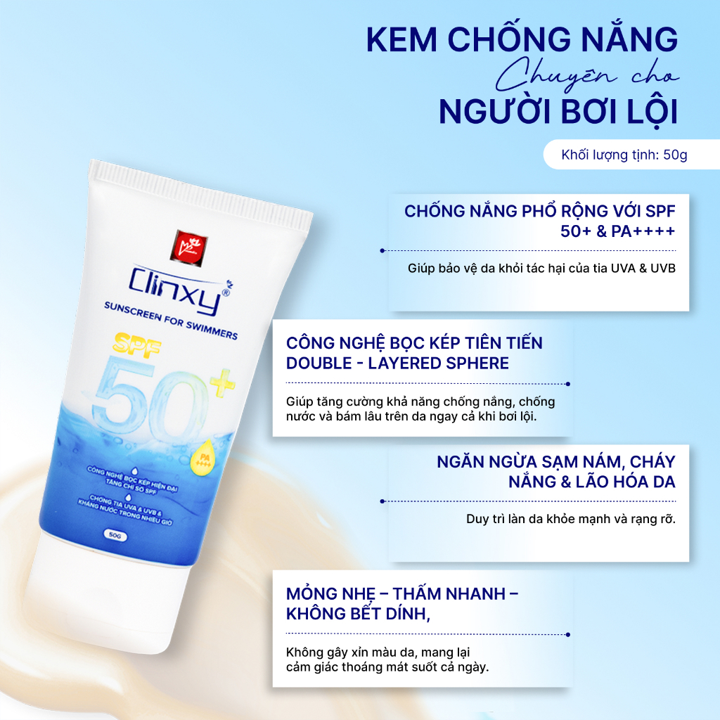 (Bộ Combo) Sản Phẩm Chăm Sóc Dưỡng Bảo Vệ Da Dành Cho Người Đi Bơi Clinxy- Hàng Chính Hãng