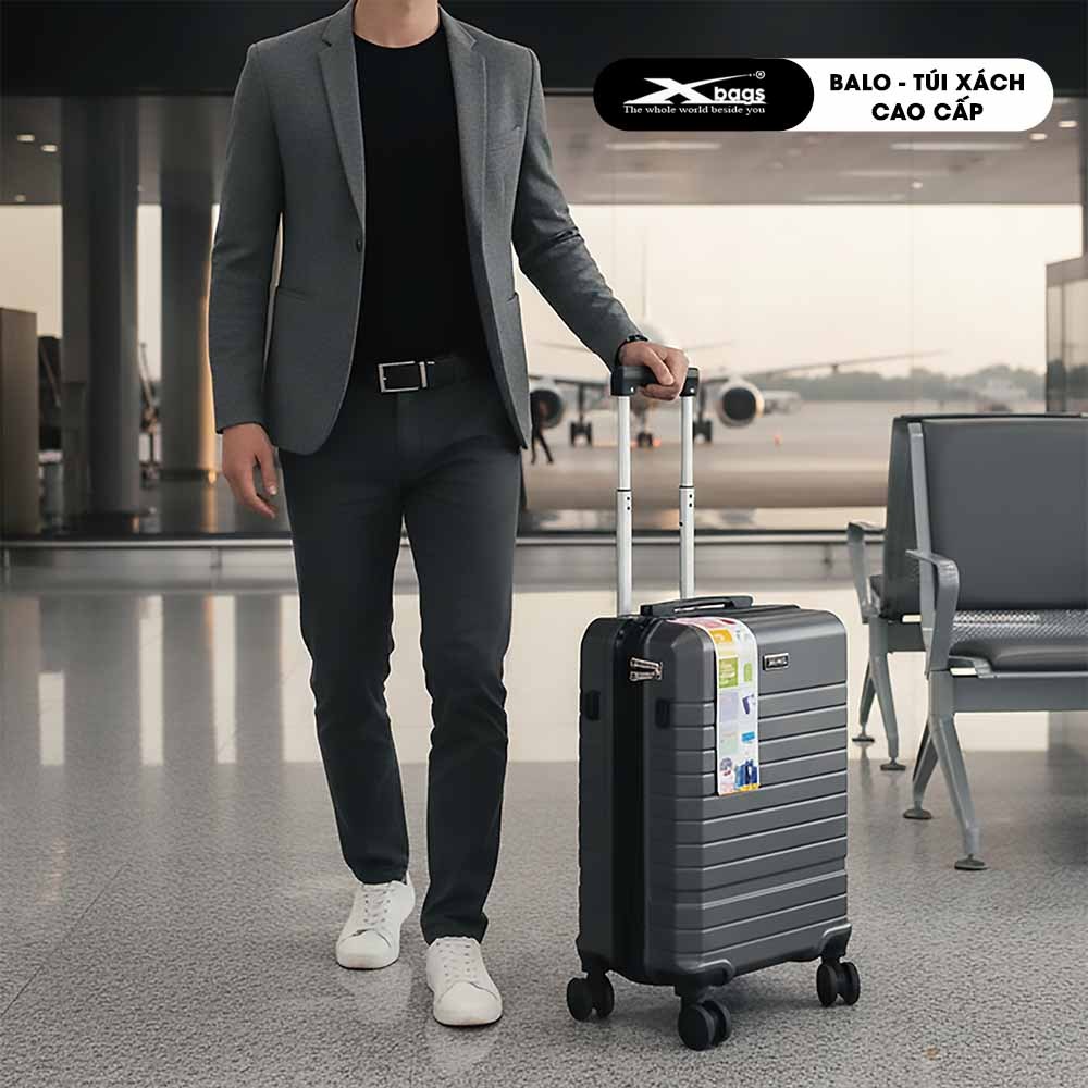 Vali Kéo Cao Cấp Sang Trọng Xbags Dark Titan Pro XB6104 Màu Xám, Khóa TSA, Cổng Sạc USB Tiện Lợi!