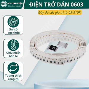 Điện trở dán 0603 0R-910R dây 100c chất lượng cao.
