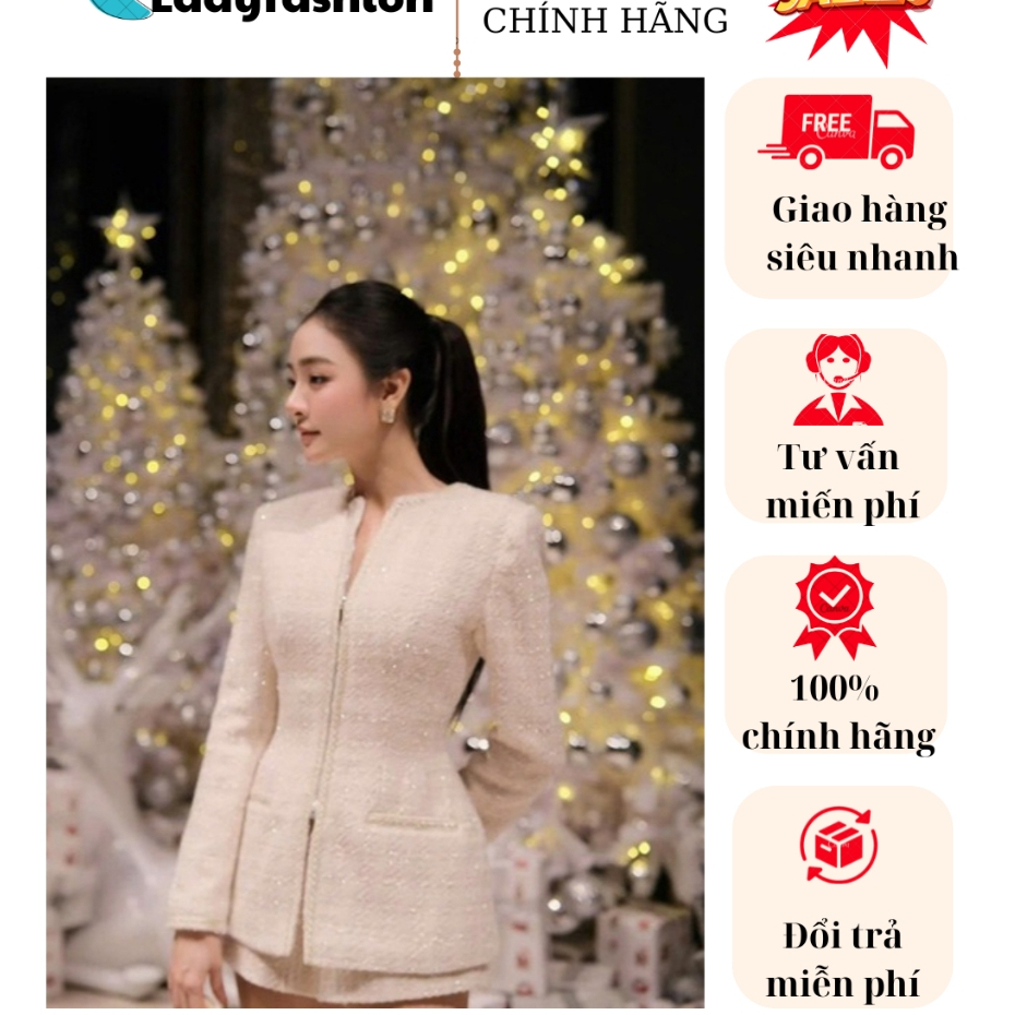 [Hàng QC ] Set Vest Nữ Tweed Trắng Cao Cấp ,Áo Vest Dáng Ôm Phối Quần Short, Phong Cách Tiểu Thư Sang Trọng New 2025