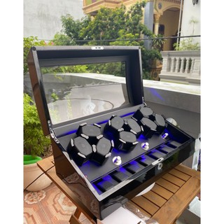 [BH 2 NĂM] Tủ Hộp Đựng Đồng Hồ Cơ 9 Xoay + 7 Tĩnh Chính Hãng ACBOW Lót Nỉ Nhung Cao Cấp - Hộp Lắc Lên Cót Đồng Hồ