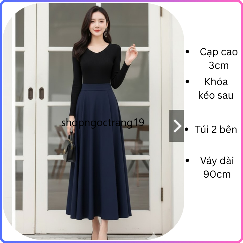 Chân Váy Xòe 90cm Chất Liệu Vitex Cao Cấp Túi 2 Bên Cạp Cao 3cm SHOPNGOCTRANG19 CV52