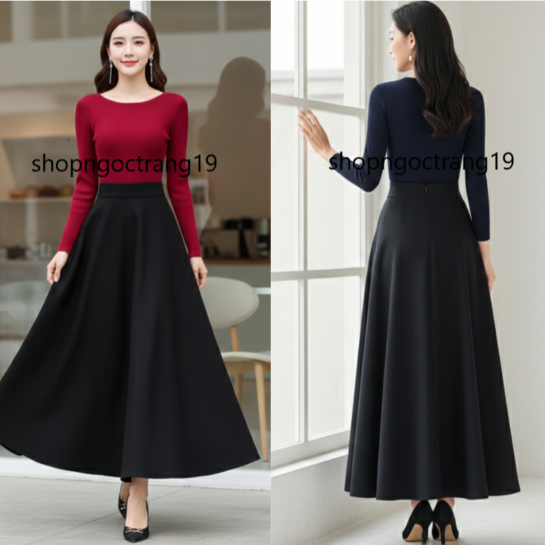 Chân Váy Xòe 90cm Chất Liệu Vitex Cao Cấp Túi 2 Bên Cạp Cao 3cm SHOPNGOCTRANG19 CV52