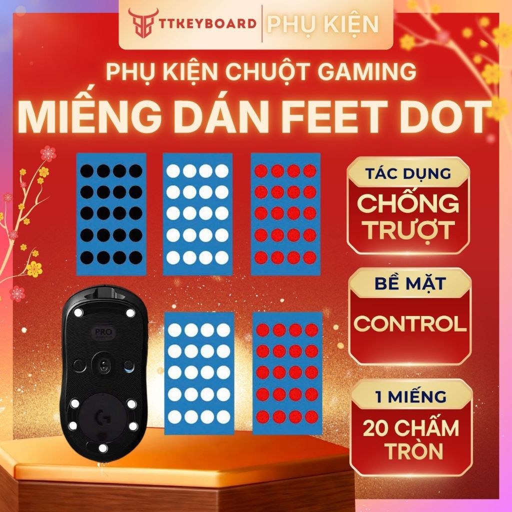 [Hỏa Tốc] Miếng Dán Feet Dots Chấm Tròn Cho Chuột Gaming | TTKeyboard