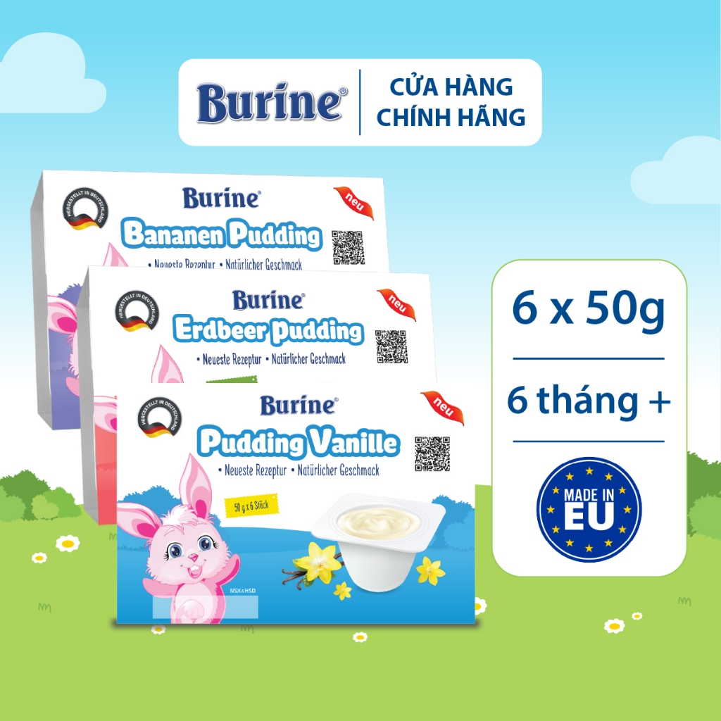 Pudding Burine Ăn Dặm Đủ Vị Bổ sung năng lượng dành cho bé từ 6 tháng tuổi - Nhập khẩu Đức