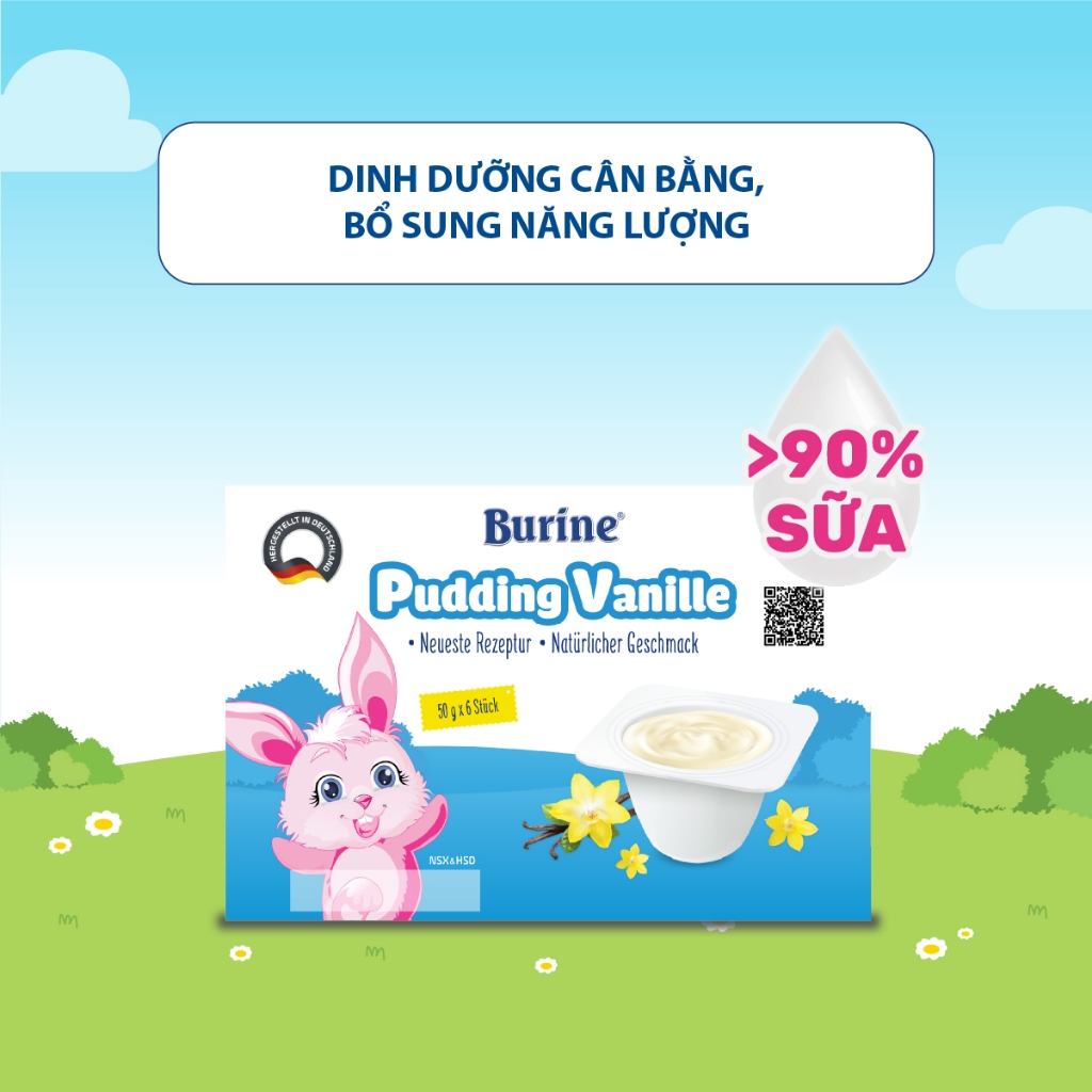 Pudding Burine Ăn Dặm Đủ Vị Bổ sung năng lượng dành cho bé từ 6 tháng tuổi - Nhập khẩu Đức