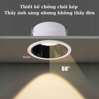 Đèn downlight chống chói công suất 7W 9W 3 màu ánh sáng, đèn âm trần choá sâu - Bh 2 năm