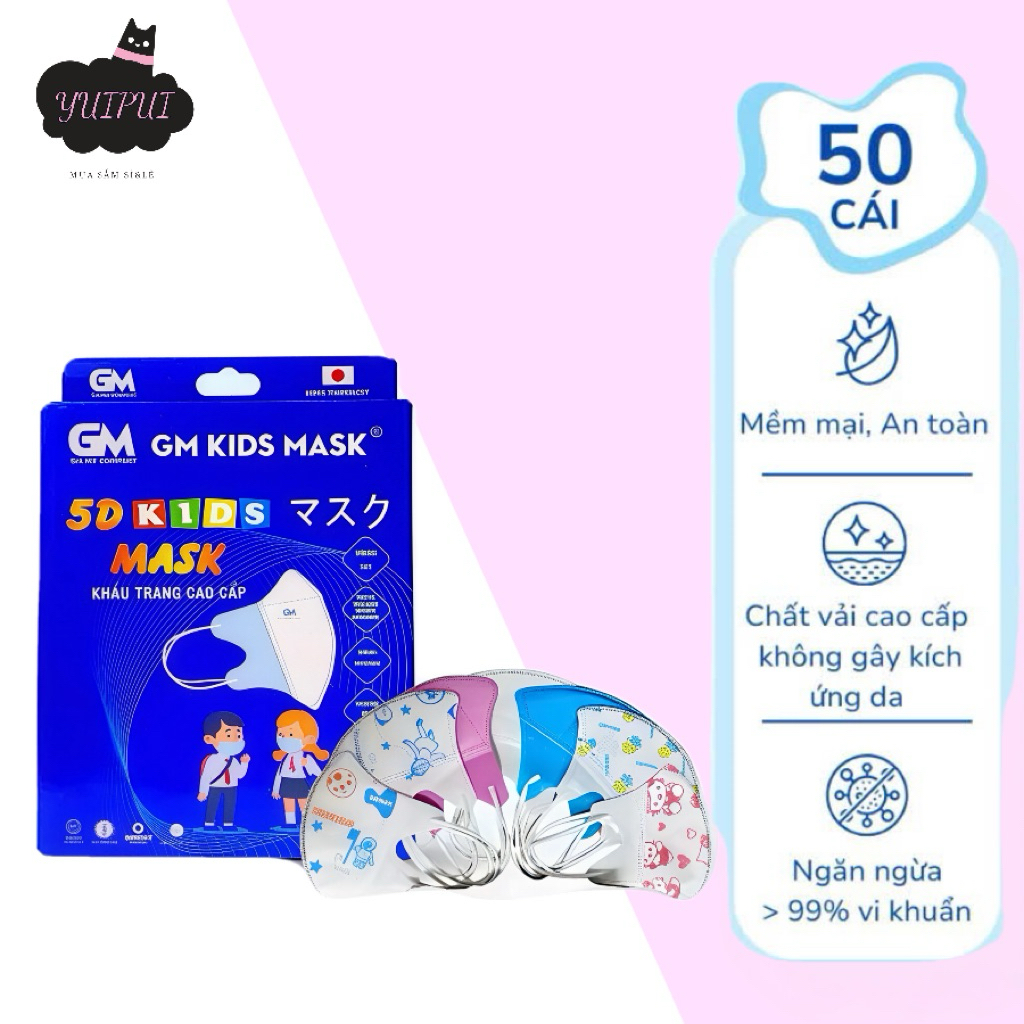 Khẩu Trang Y Tế 5D Trẻ Em Gia Mỹ – Khẩu Trang 5D Kids Mask Hoạ Tiết Dễ Thương, Nâng Niu Từng Hơi Thở