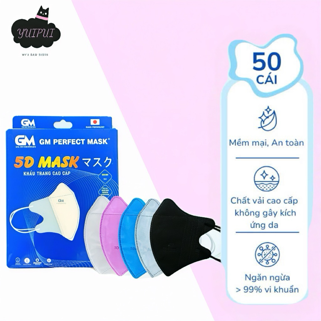 Khẩu Trang Y Tế 5D Người Lớn Gia Mỹ – Khẩu Trang 5D Mask Nhiều Màu Cao Cấp, Nâng Niu Từng Hơi Thở