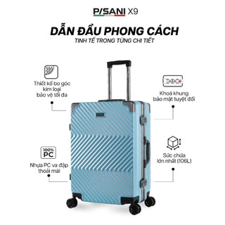 [🔥TOP BÁN CHẠY] Vali Khoá Khung MIAvn Pisani X9 - Size 20/24/28, Nhựa PC Cao Cấp, Khoá Khung Bảo Mật Cao