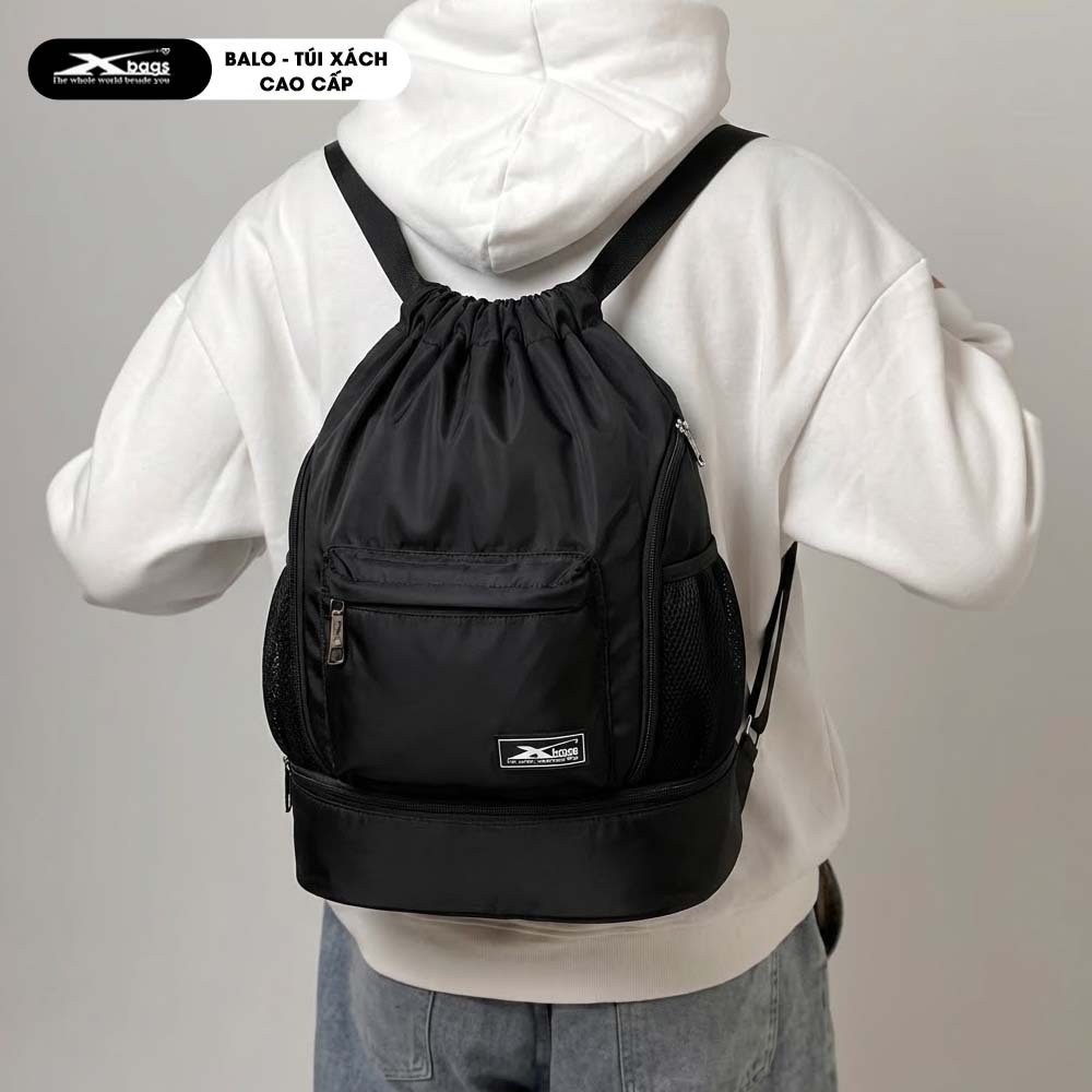 Balo Rút Thể Thao Có Ngăn Đựng Giày Riêng Xbags Wisdom XB 6004 Màu Đen, Gọn Nhẹ Cá Tính, Tiện Lợi!