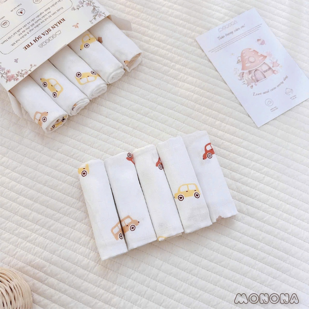 Khăn sữa sợi tre MONONA thấm hút vượt trội, kháng khuẩn đặc biệt, thích hợp với làn da nhạy cảm của con yêu