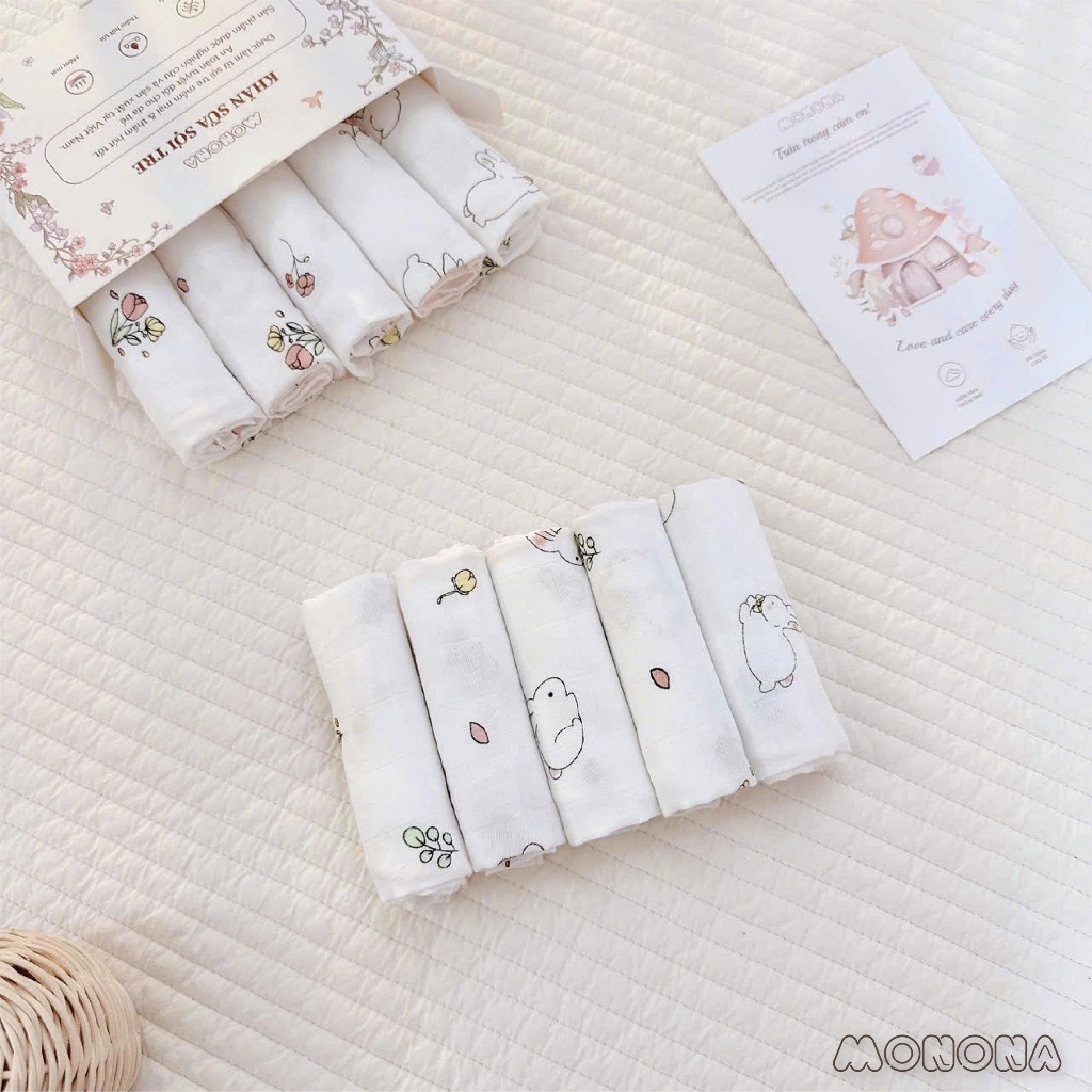 Khăn sữa sợi tre MONONA thấm hút vượt trội, kháng khuẩn đặc biệt, thích hợp với làn da nhạy cảm của con yêu