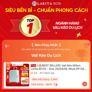 [COMBO SIÊU HỜI] 2 Vali Kéo MIA Du Lịch Larita ROTA - Size 20/24/28, Nhựa PP Hạn Chế Bể Vỡ, Khoá TSA Bảo Mật Cao