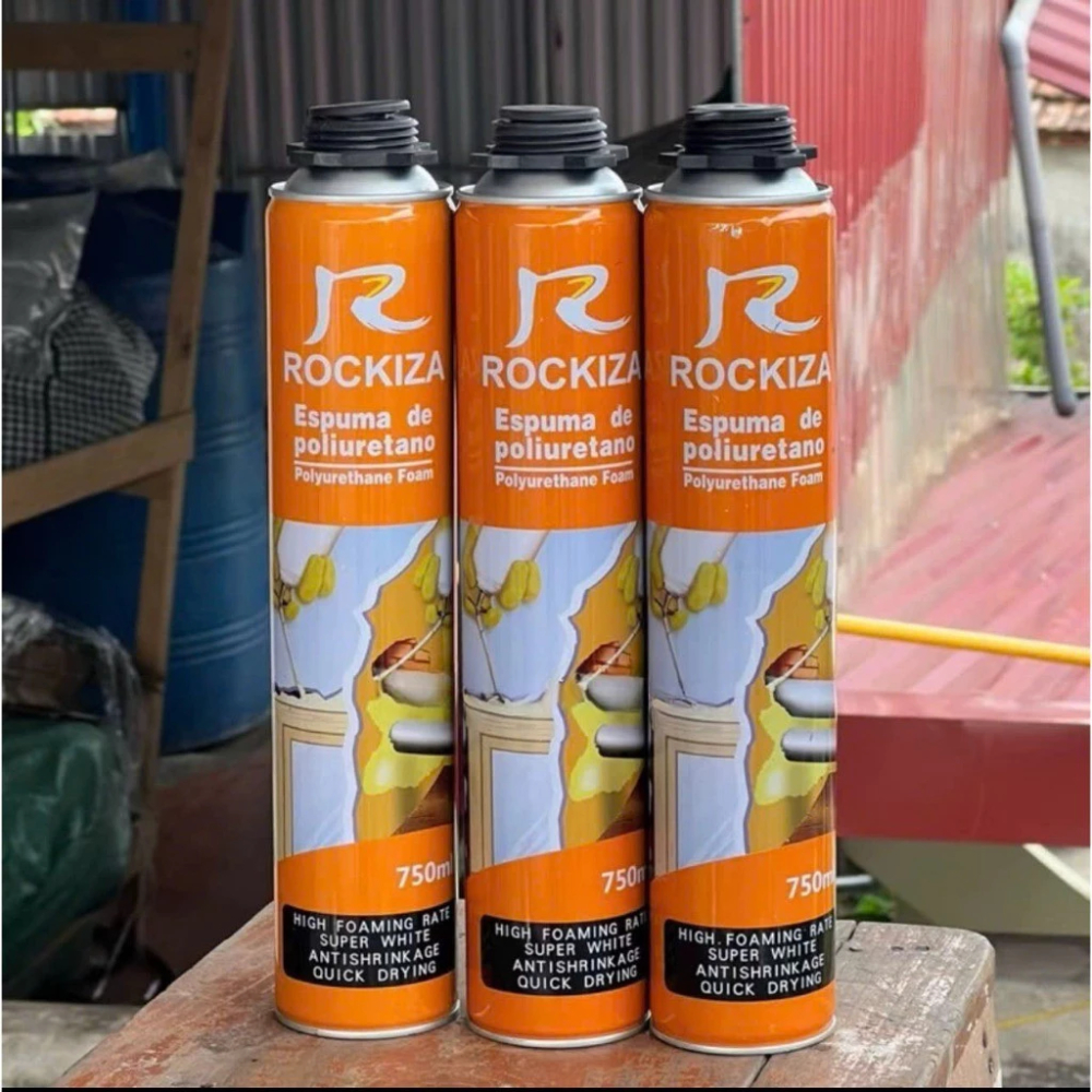 Keo Bọt Nở Rockiza 750ml Kèm Vòi Bơm | Keo Foam PU Trám Khe Hở Chống Thấm Cách Nhiệt