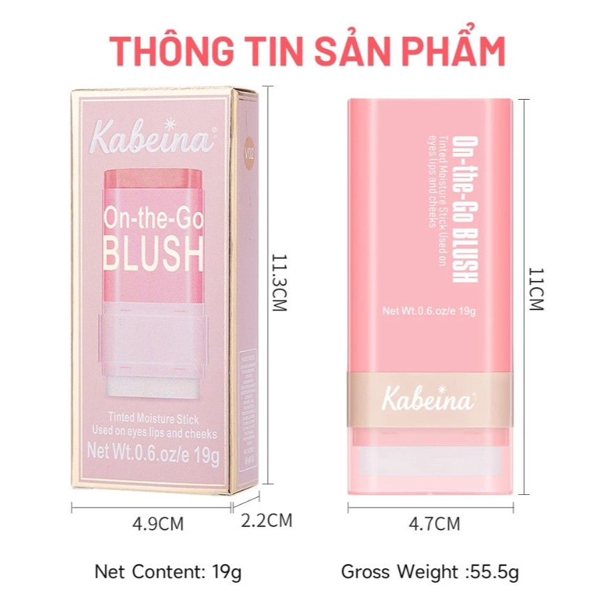 Phấn má hồng chính hãng 3 IN1 Kabeina CHÍNH HÃNG 🌸🌷 Red V03 CAM 02