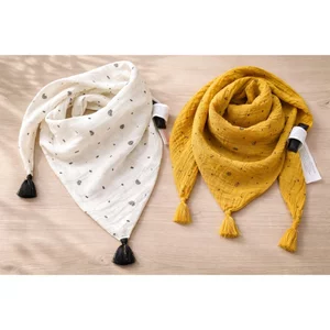 Khăn Tam Giác Trẻ Em Cotton Mềm Mại Thấm Hút Tốt Họa Tiết Dễ Thương Phối Tua Rua