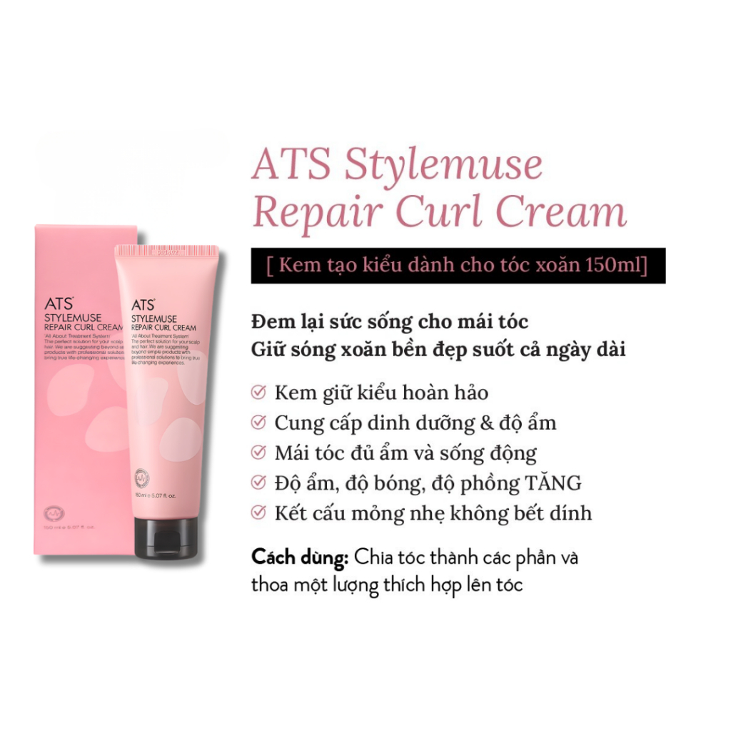 Gel ATS Mẫu Mới Tạo Kiểu Tóc Uốn Xoăn 150ml – Chất Gel Mềm, Không Bết Dính, Giữ Nếp Tự Nhiên.