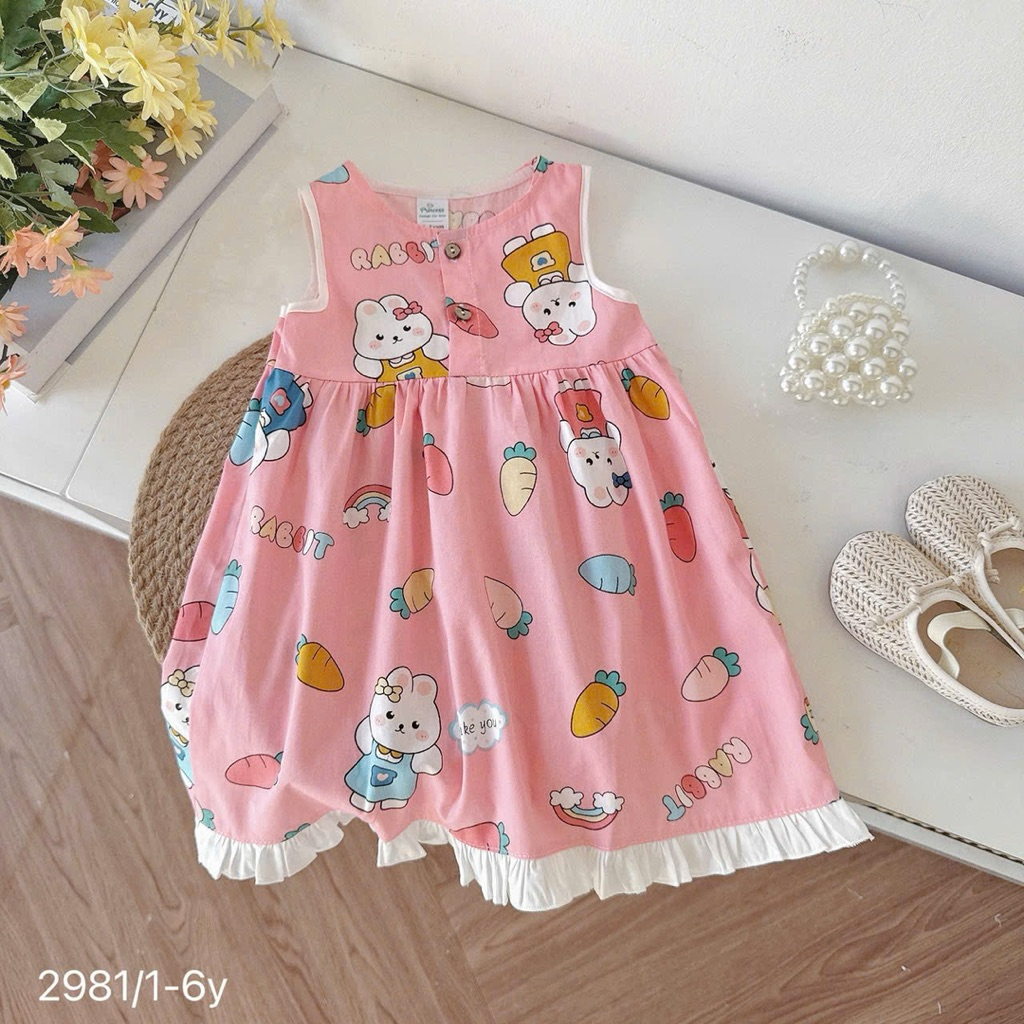 Váy hè bé gái 1–6 tuổi OP (9–26kg) thô cotton, thô lụa, váy trẻ em thoáng mát nhiều mẫu cute