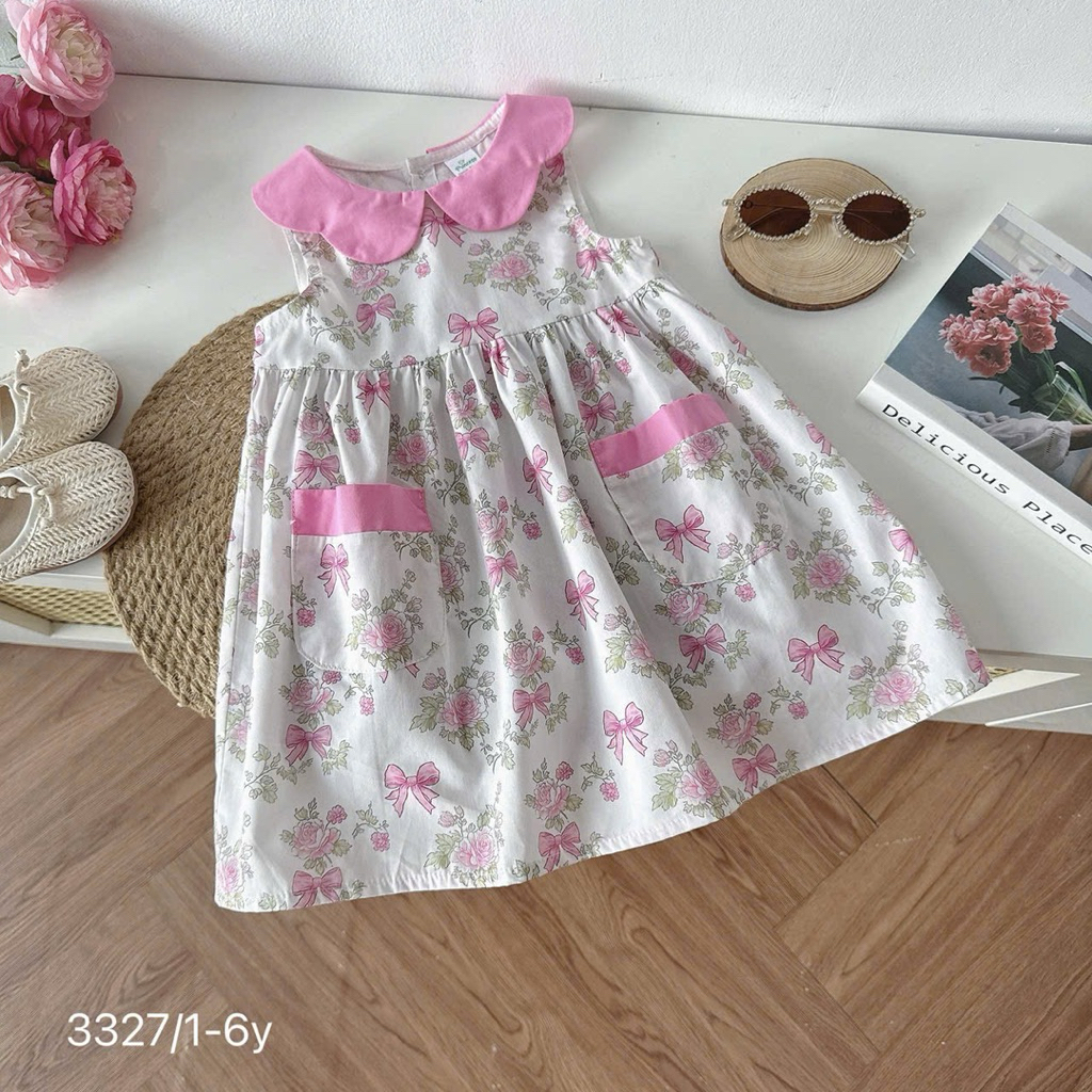 Váy hè bé gái 1–6 tuổi OP (9–26kg) thô cotton, thô lụa, váy trẻ em thoáng mát nhiều mẫu cute
