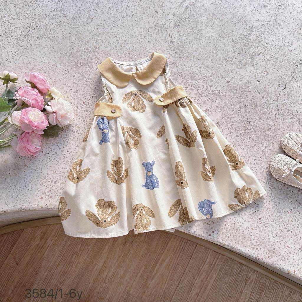 Váy hè bé gái 1–6 tuổi OP (9–26kg) thô cotton, thô lụa, váy trẻ em thoáng mát nhiều mẫu cute