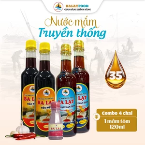 Thùng 4 Chai Mắm Cá Cơm Loại ĐẶC BIỆT và Nước Mắm Cốt Tôm Truyền Thống Ba Lạt