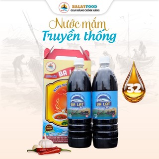 [XÁCH QUÀ BIẾU TẶNG] Hộp 2 Lít Nước Mắm Cá Cơm Nguyên Chất Ba Lạt Foods Loại 32 Đạm Đặc Sản Nam Định
