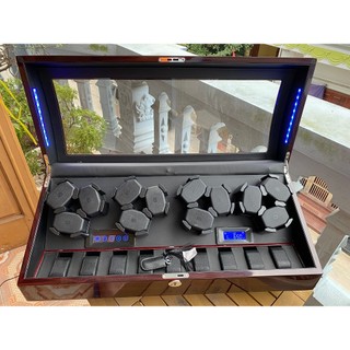 [ABIES] Hộp xoay đồng hồ cơ 12 xoay 9 tĩnh mẫu đen-da đen, -led [lắc tích cót trữ cót watch winder]