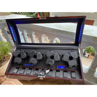 [ABIES] Hộp xoay đồng hồ cơ 12 xoay 9 tĩnh mẫu đen-da đen, -led [lắc tích cót trữ cót watch winder]