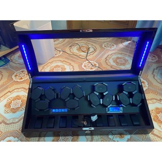 [ABIES] Hộp xoay đồng hồ cơ 12 xoay 9 tĩnh mẫu đen-da đen, -led [lắc tích cót trữ cót watch winder]