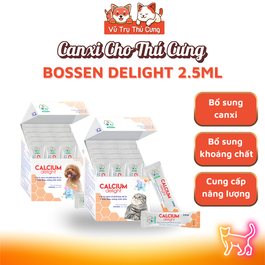 Gel Bổ Sung Canxi Dạng Nước Cho Chó Mèo Bossen Calcium Delight