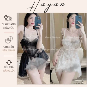 HT26 Váy ngủ sexy ren xuyên thấu tôn dáng có GỌNG, đồ ngủ đuôi cá hách dáng gợi cảm HT26