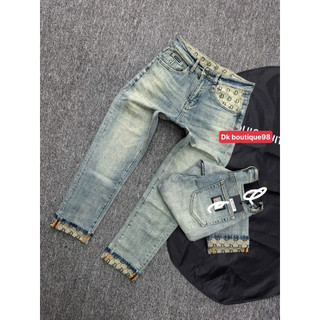Quần Jean Nam Xanh Wash đậm mài Form Đẹp – Hình In Sau Túi Cá Tính