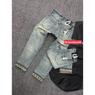 Quần Jean Nam Xanh Wash đậm mài Form Đẹp – Hình In Sau Túi Cá Tính