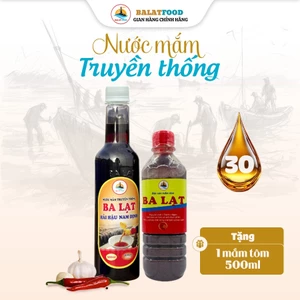 Chai 500ML Nước Mắm Cá Cơm Truyền Thống 30 Độ Đạm + Chai 500ML Mắm Tôm Nguyên Chất BA LẠT