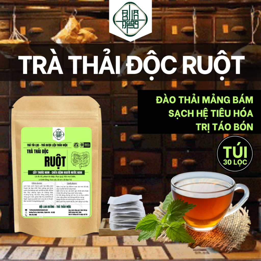 Bội Lan Đường - Thảo mộc thiên nhiên - Trà Thải Độc Ruột, Giảm Táo Bón, Hỗ Trợ Giảm Cân, Nhuận Tràng, Làm Sạch Ruột