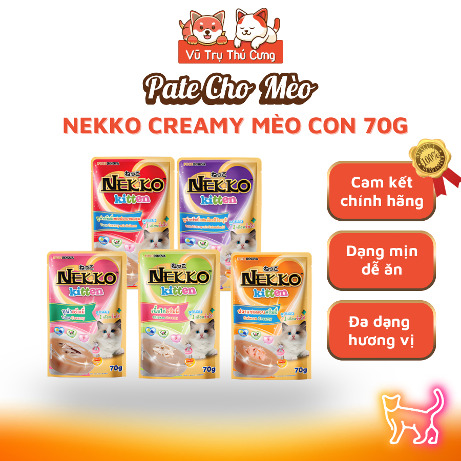 Pate Nekko Creamy Kitten cho Mèo con sốt kem gói 70g