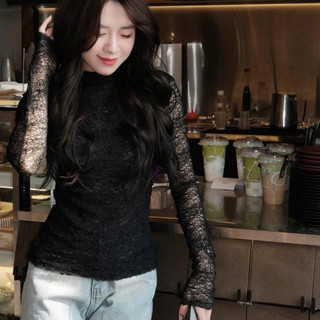 Áo Ren Xuyên Thấu 1 Lớp Cổ Bèo Thời Trang Phối Đồ Thu Đông