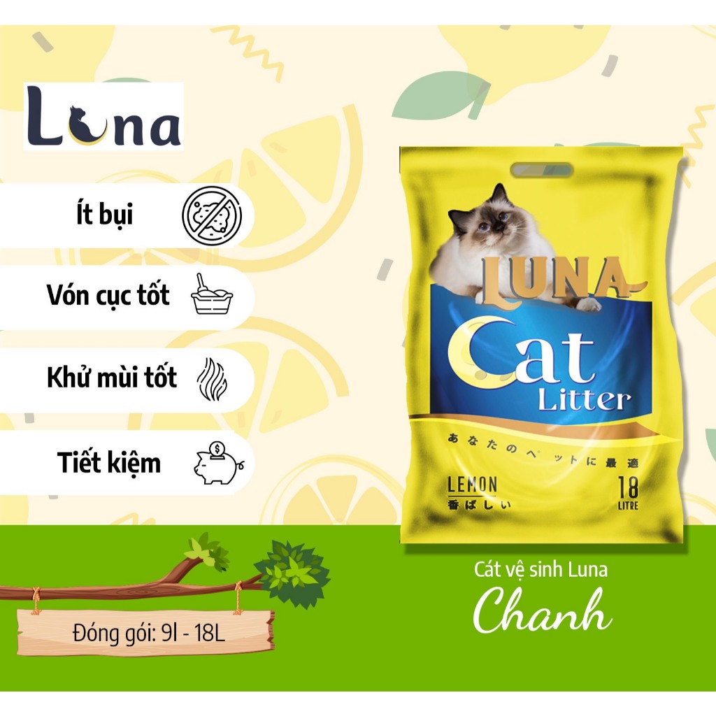 [MUA 4 GIẢM 25K] 15L, 18L Cát Vệ Sinh Mèo Nhật Luna, Meme Vón Cục Nhanh Khử Mùi Mạnh Nhiều Hương Thơm Cao Cấp