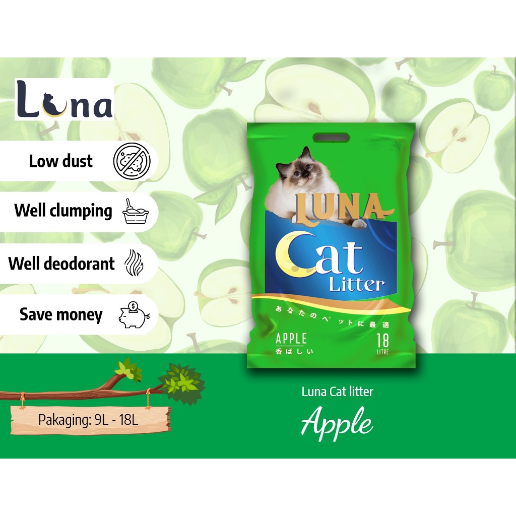 [MUA 4 GIẢM 25K] 15L, 18L Cát Vệ Sinh Mèo Nhật Luna, Meme Vón Cục Nhanh Khử Mùi Mạnh Nhiều Hương Thơm Cao Cấp