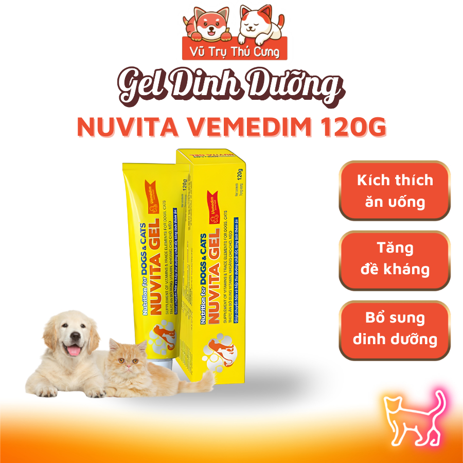 Gel Dinh Dưỡng Bổ Sung Vitamin Khoáng Chất Cho Chó Mèo Vemedim Nuvita Gel 120g