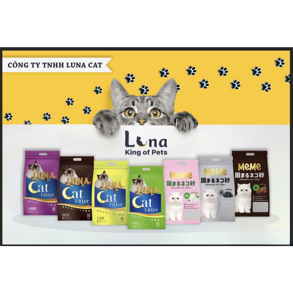 [MUA 4 GIẢM 15K] 9L Cát Vệ Sinh Nhật Luna, Meme Dành Cho Mèo Nhiều Mùi Cao Cấp