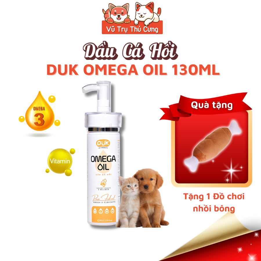 Dầu cá hồi dưỡng lông mềm mượt, ngăn rụng lông cho Chó Mèo DUK 150ml