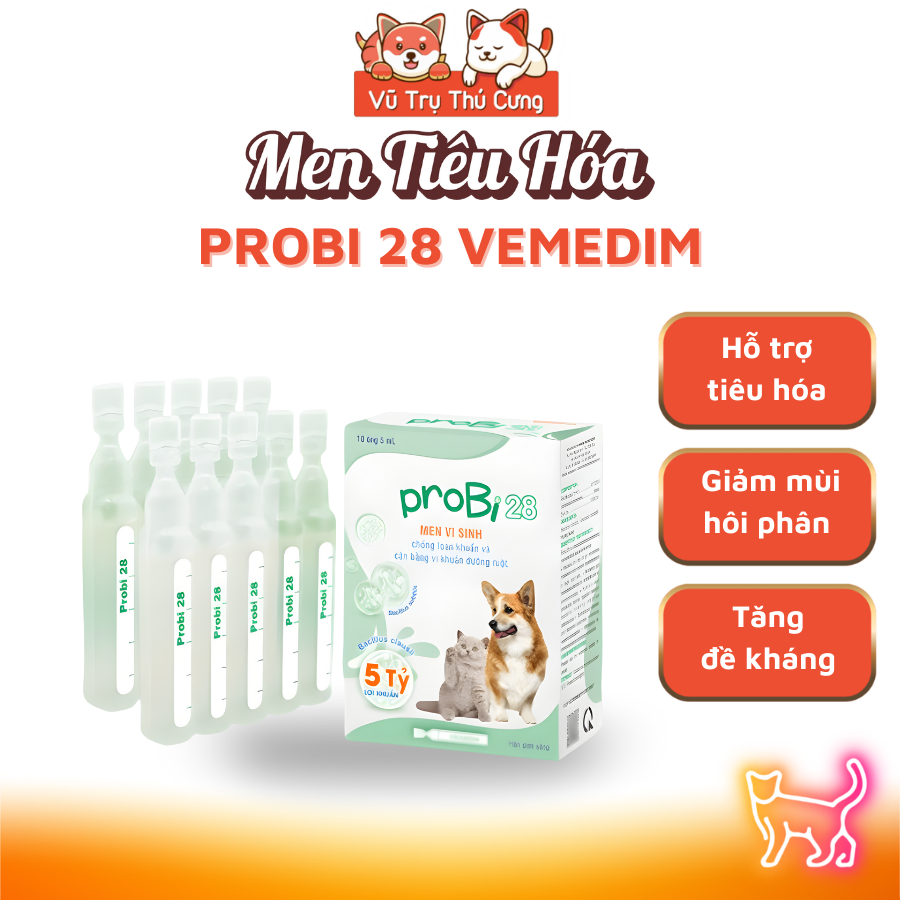 Men Vi Sinh Vemedim Cho Chó Mèo Probi 28 , Tăng Cường Hấp Thu Dinh Dưỡng 5ml