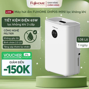 Máy hút ẩm không khí FUJIHOME không ồn, máy lọc độ ẩm mini dùng cho phòng làm việc và tủ giày