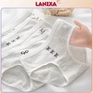 Quần lót nữ cotton cao cấp cạp vừa tôn dáng thấm hút mồ hôi họa tiết in nơ xinh xăn cute LANIXA L1108