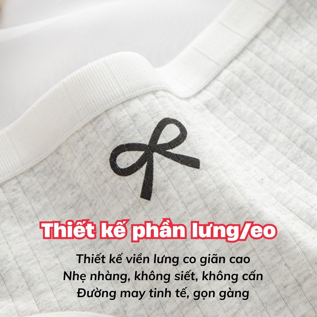 Quần lót nữ cotton cao cấp cạp vừa tôn dáng thấm hút mồ hôi họa tiết in nơ xinh xăn cute LANIXA L1108