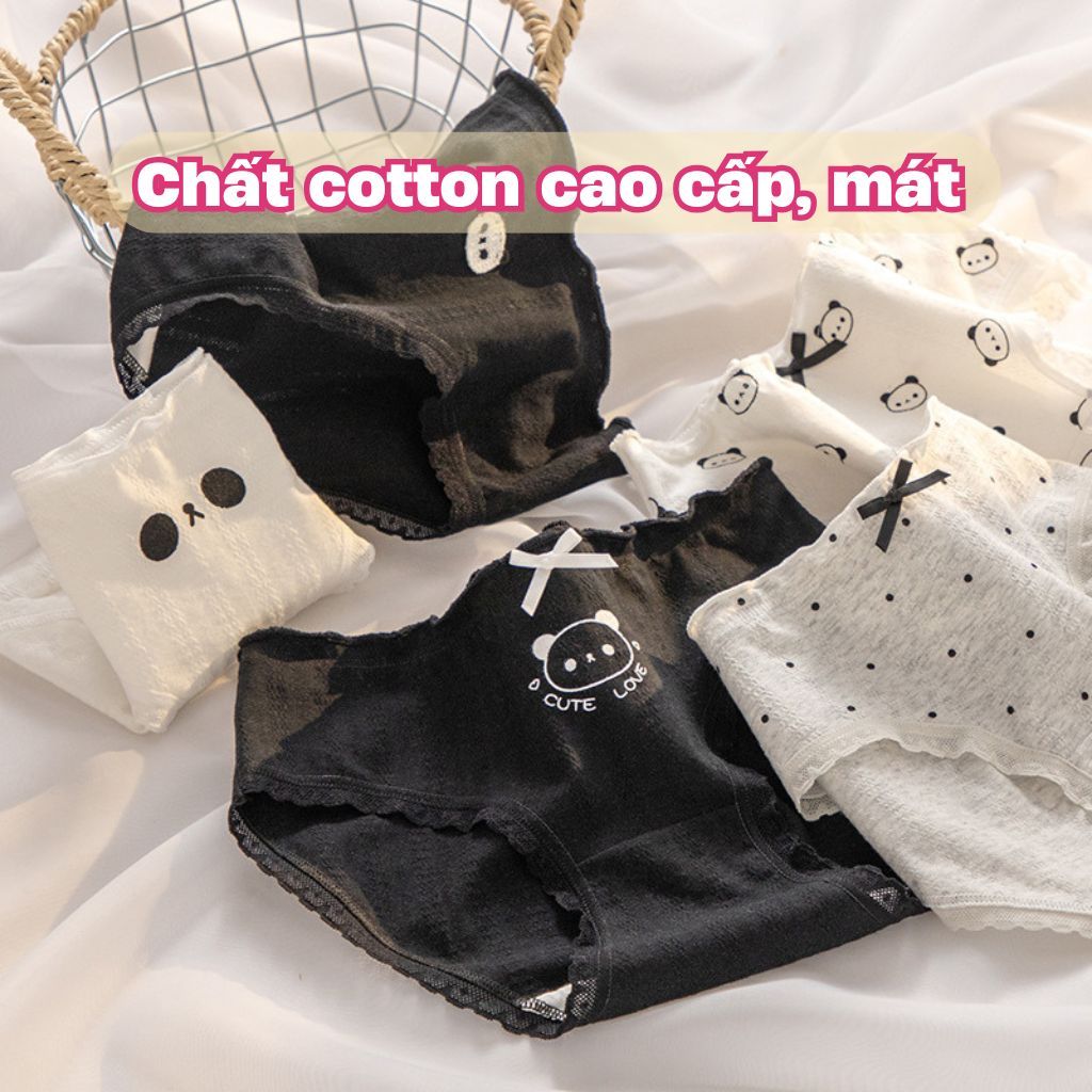 Quần lót nữ cotton kháng khuẩn đáy lót 2 lớp thoáng khí khử mùi họa tiết dễ thương cute LANIXA L1172
